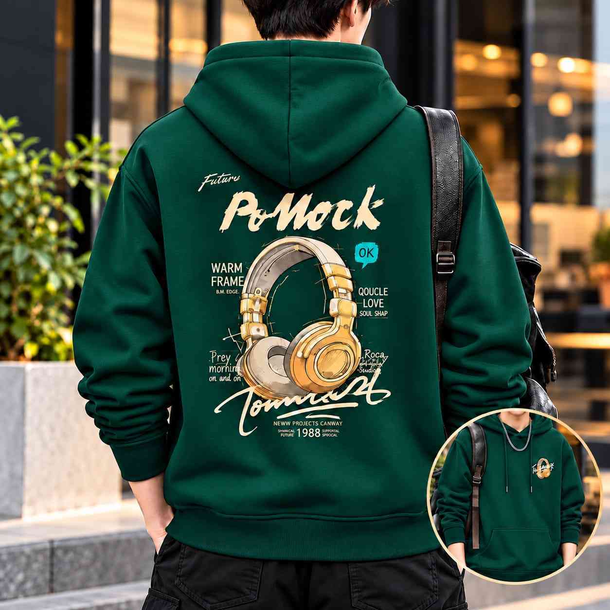 Stylish Solid Printed Cotton Hoodie